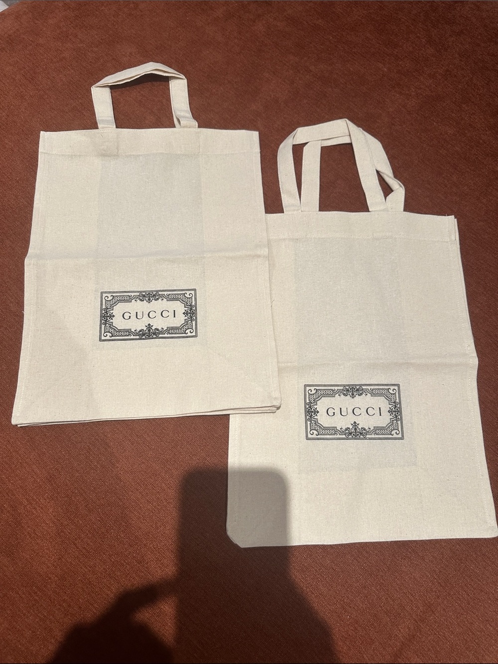 Gucci Natural Canvas Tote Bags with Logo Patch
